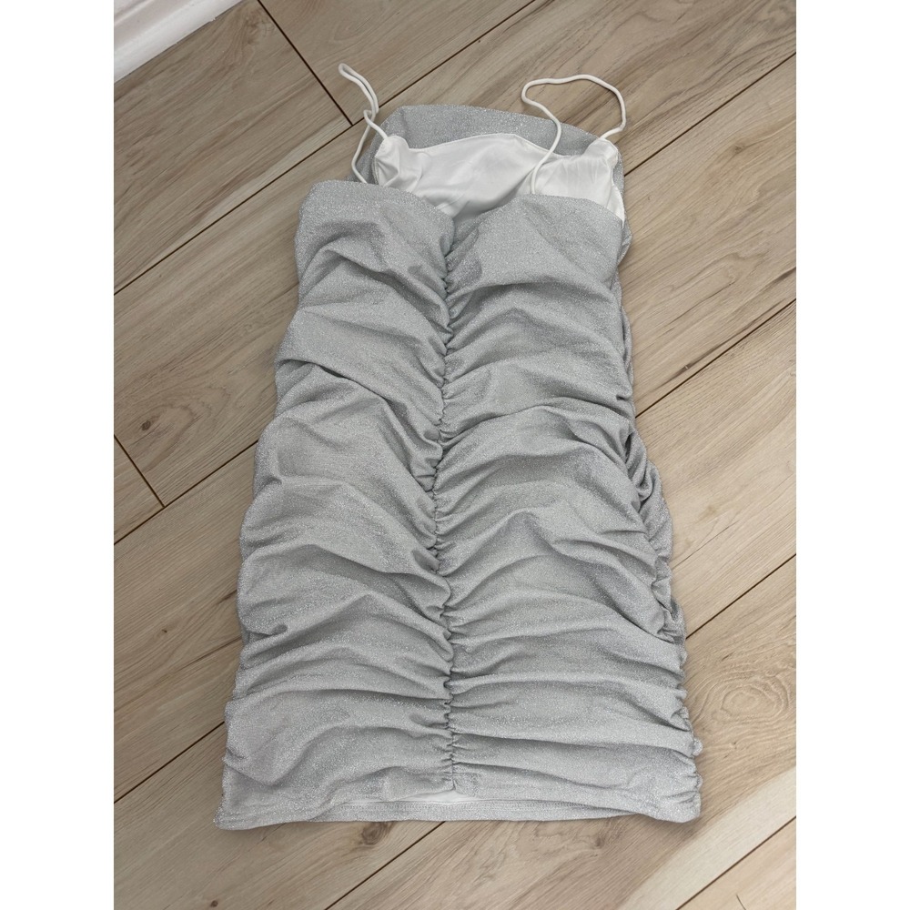Floerns Shiny Silver Glitter Sparkle Party/Cocktail Dress Side Gathered XL - Picture 2 of 4